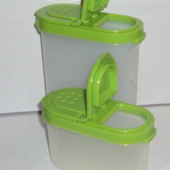 Tupperware Green Modular Mate Spice Containers Salt Pepper Shakers Large & Small - Picture 3 of 5
